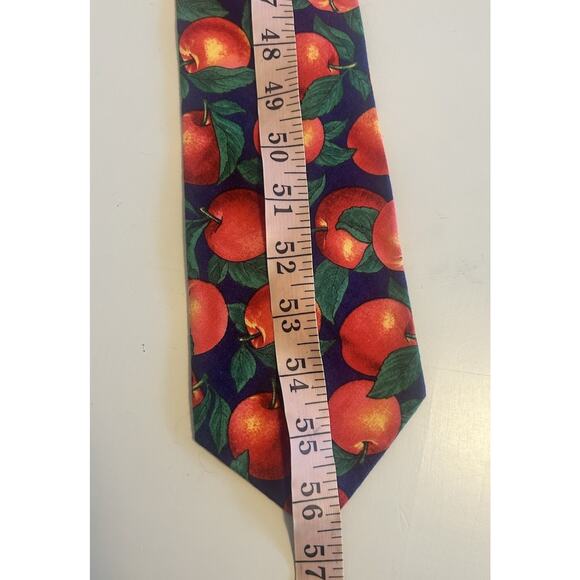 Vintage Brite Eyes Tie - Bold Peaches Fruit Print - Made in USA - 57” Retro 80’s - Picture 5 of 6